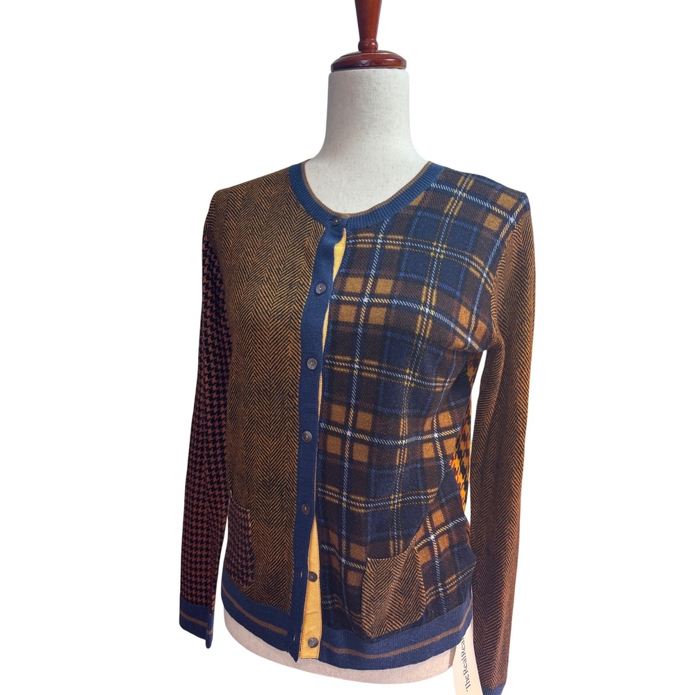 In Bed With You x Ikram Merino Wool Mixed Print Cardigan Sweater Italy Medium